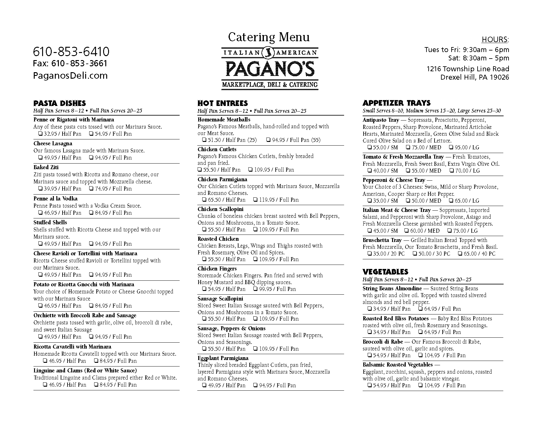 catering menu